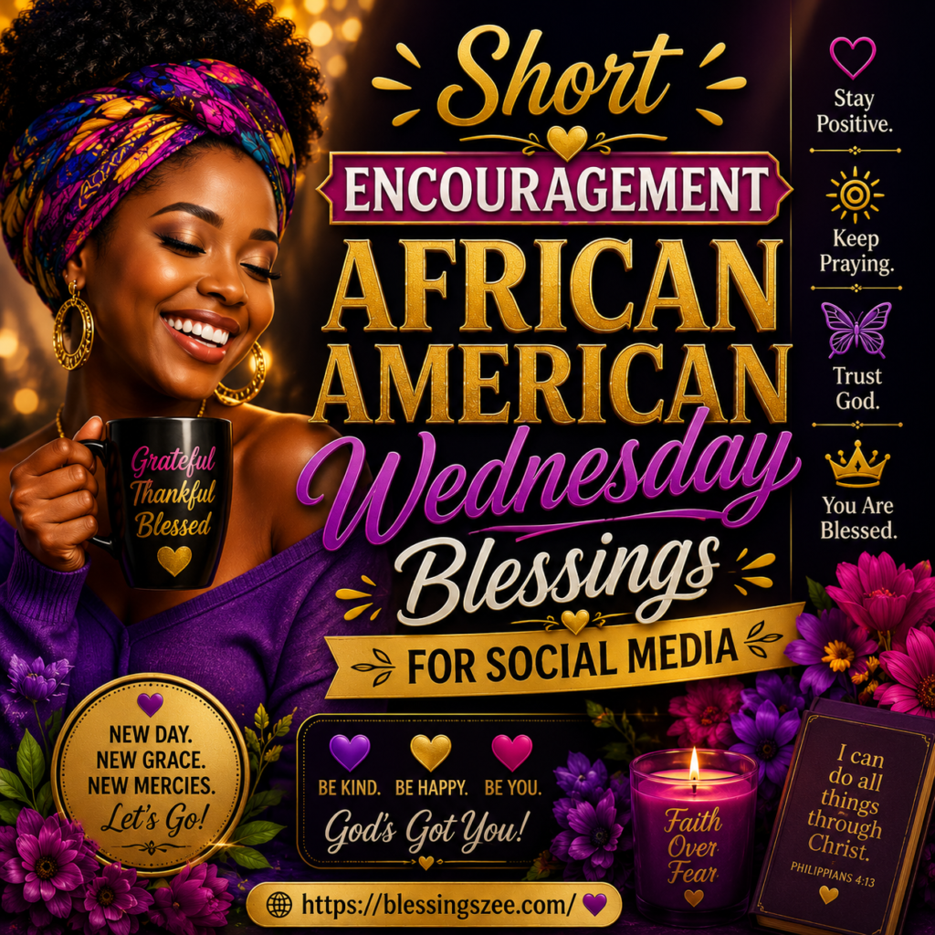 Short Encouragement African American Wednesday Blessings for Social Media