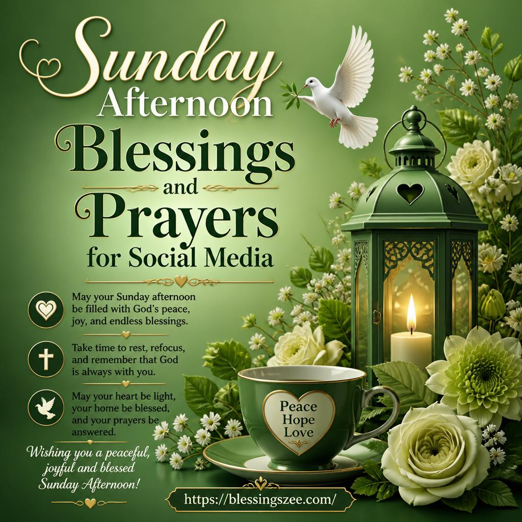 Sunday Afternoon Blessings and Prayers for Social Media