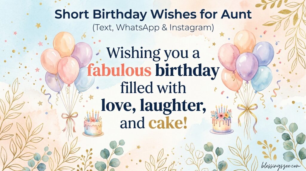 Short Birthday Wishes for Aunt (Text, WhatsApp & Instagram)